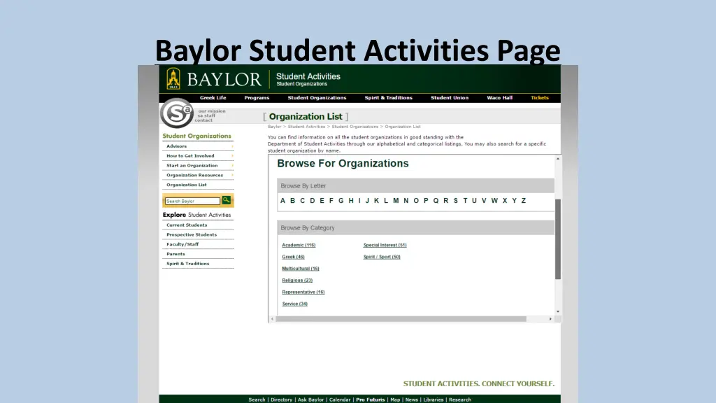 baylor student activities page