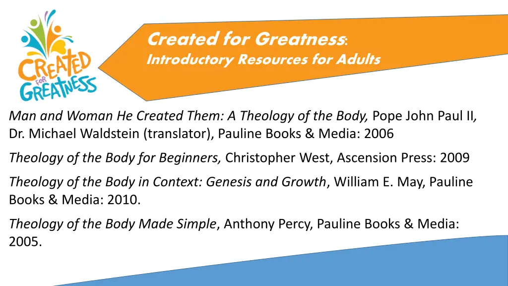 created for greatness introductory resources