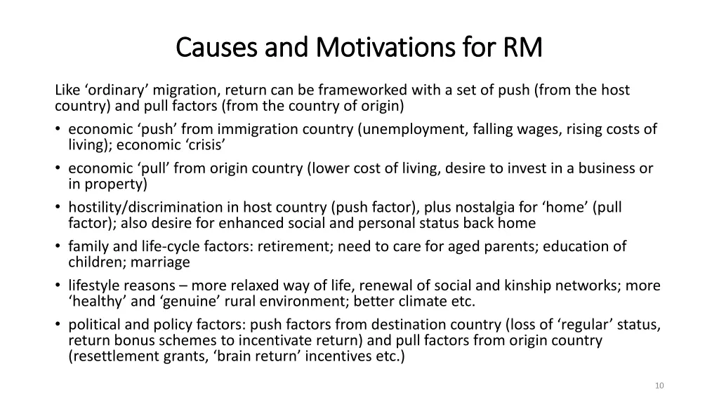 causes and motivations for rm causes