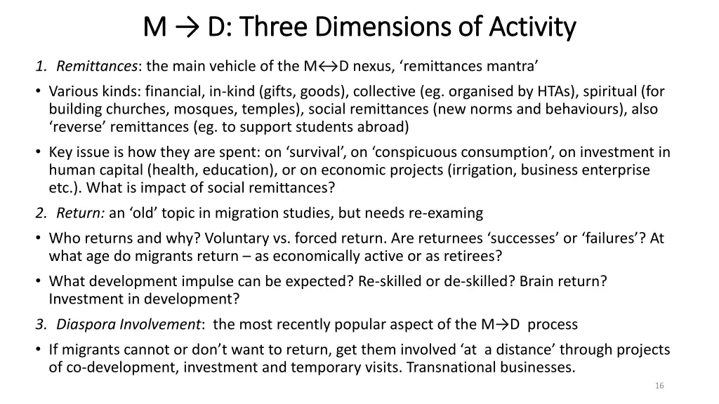 m d three dimensions of activity m d three