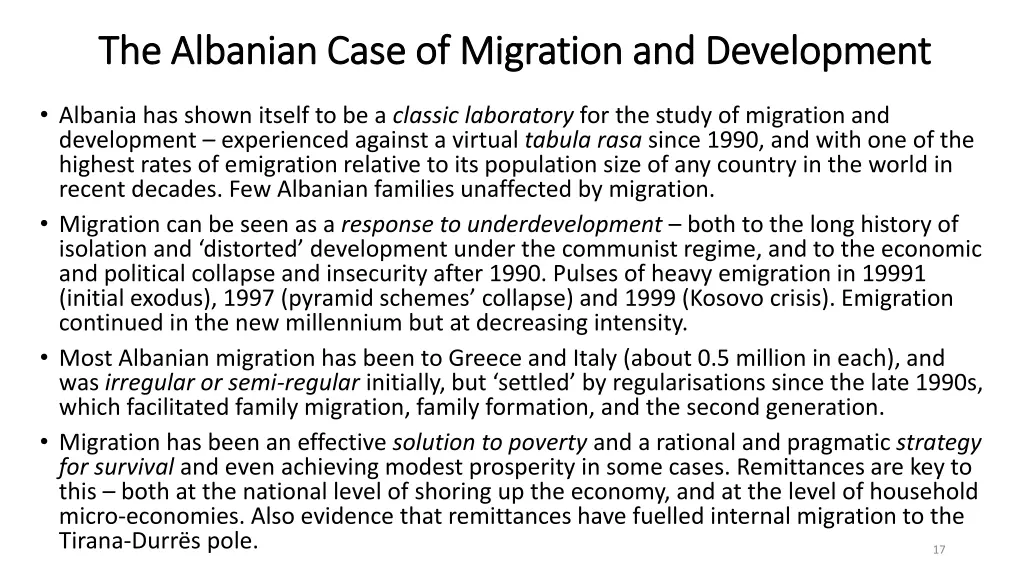 the albanian case of migration and development