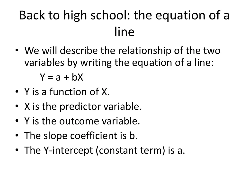 back to high school the equation of a line