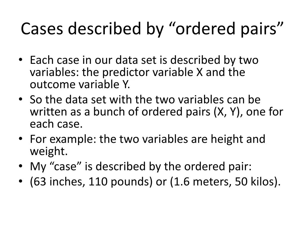 cases described by ordered pairs