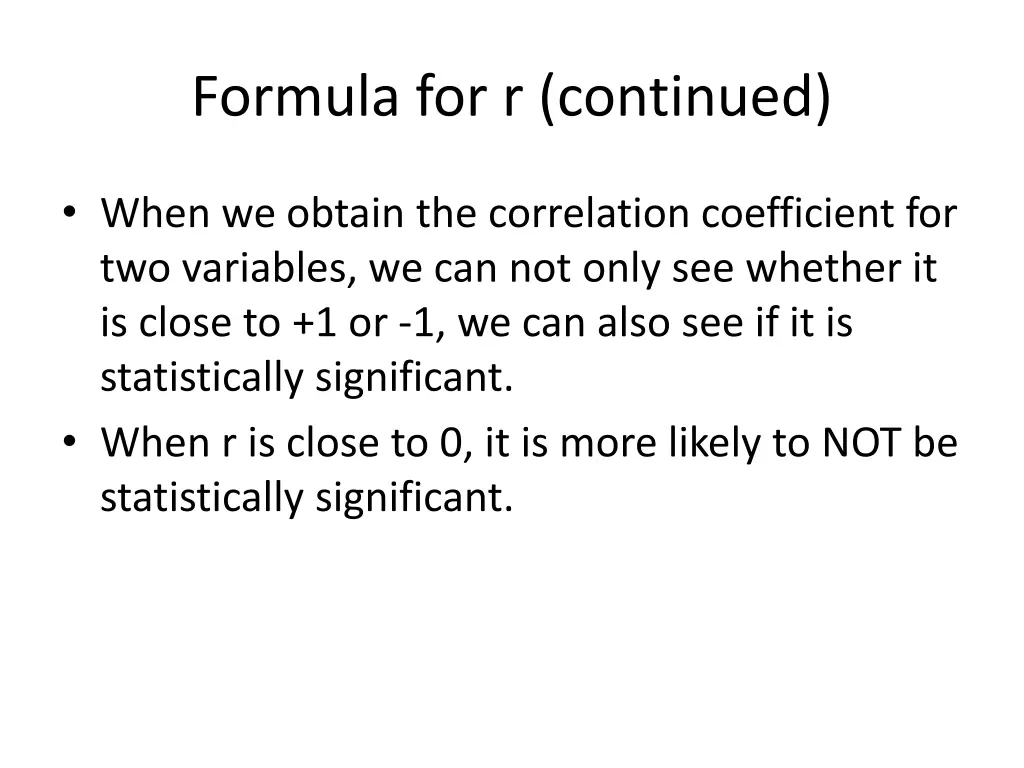 formula for r continued 1