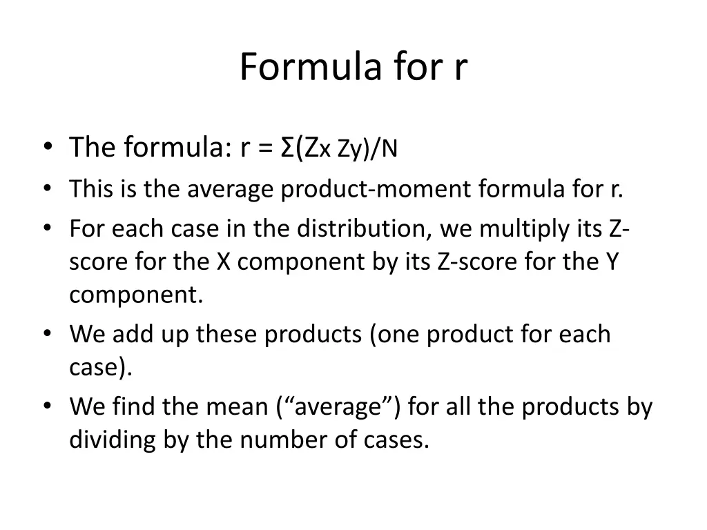 formula for r