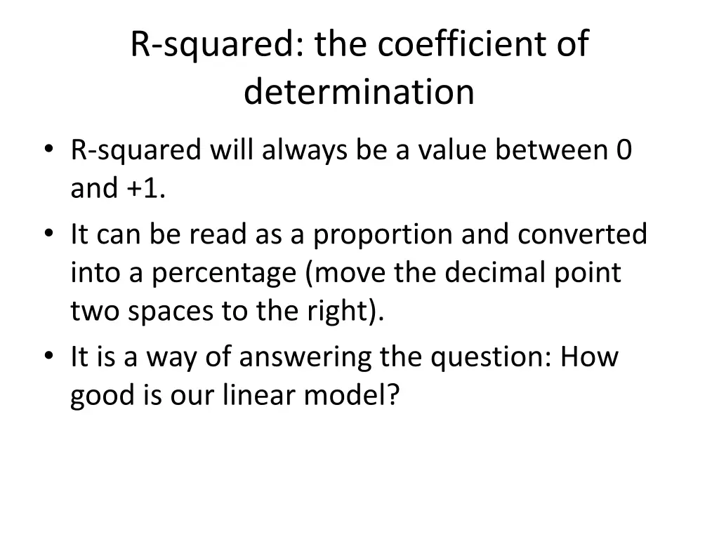 r squared the coefficient of determination