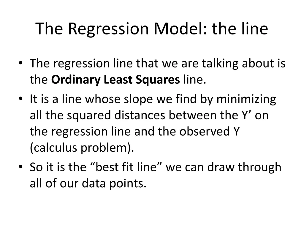 the regression model the line