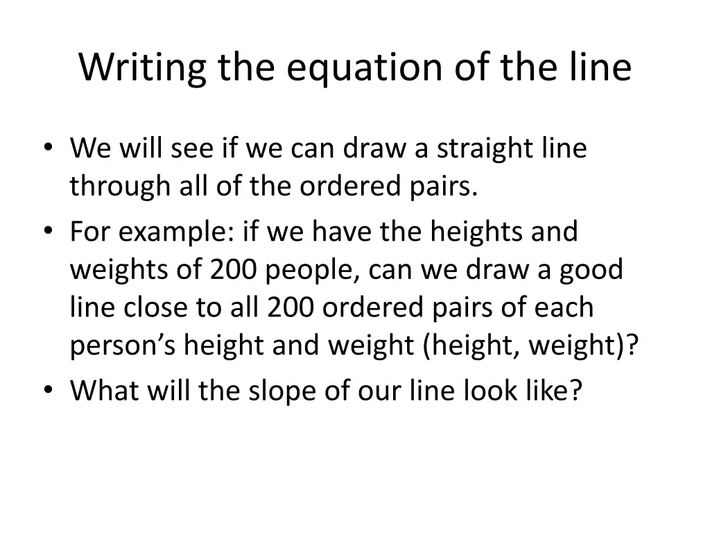 writing the equation of the line