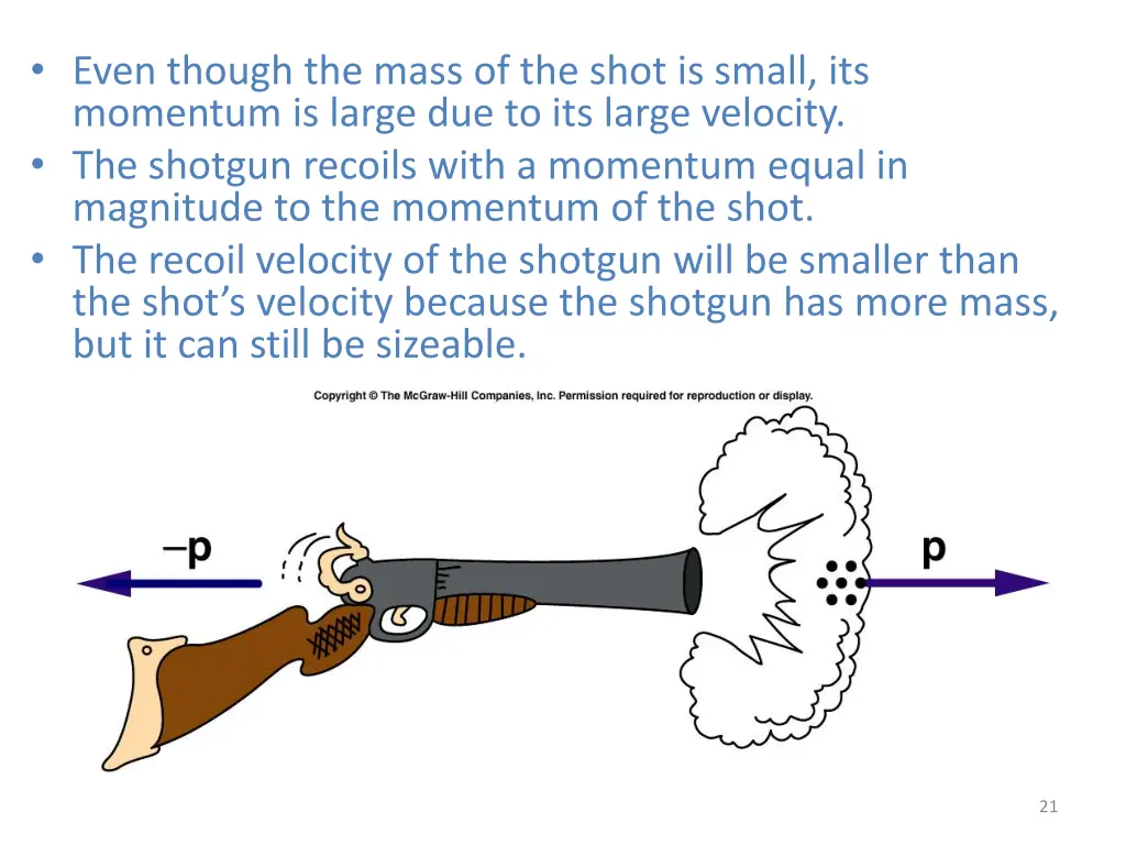 even though the mass of the shot is small