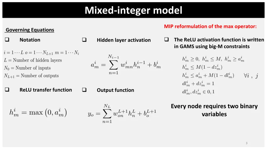 mixed integer model