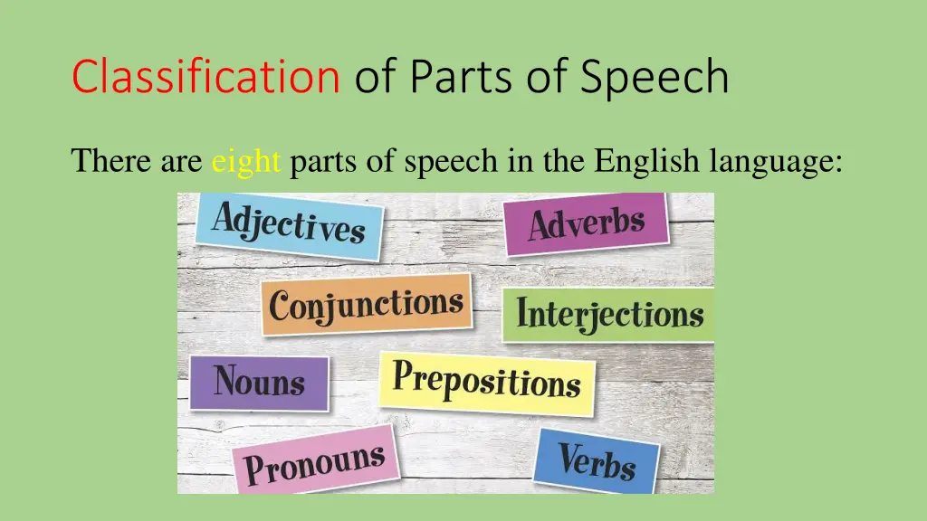 classification of parts of speech