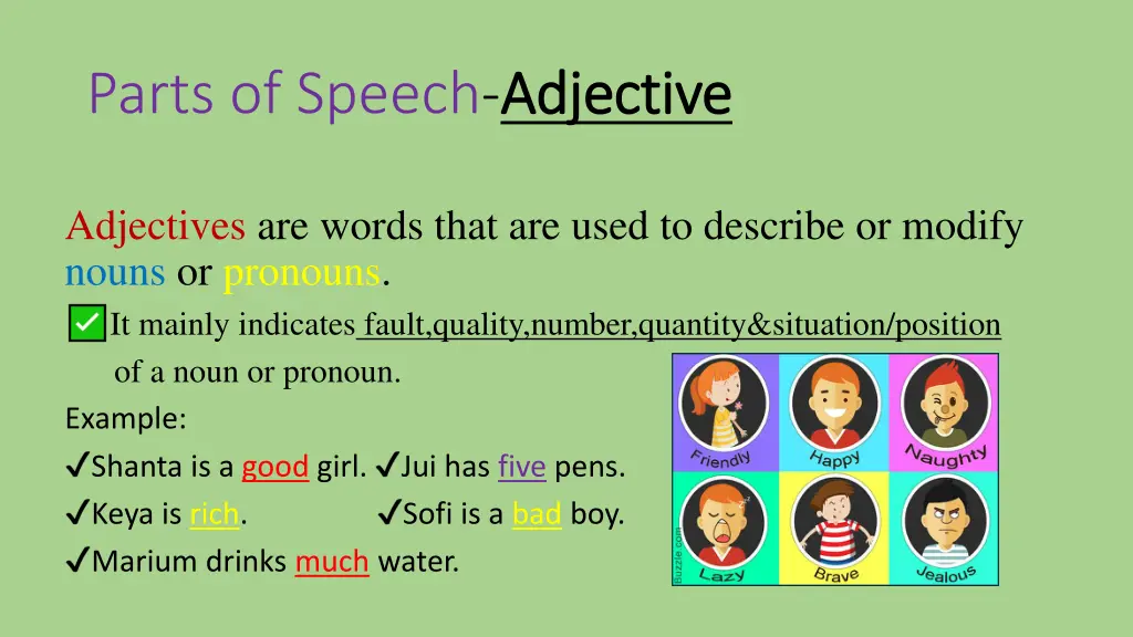 parts of speech adjective