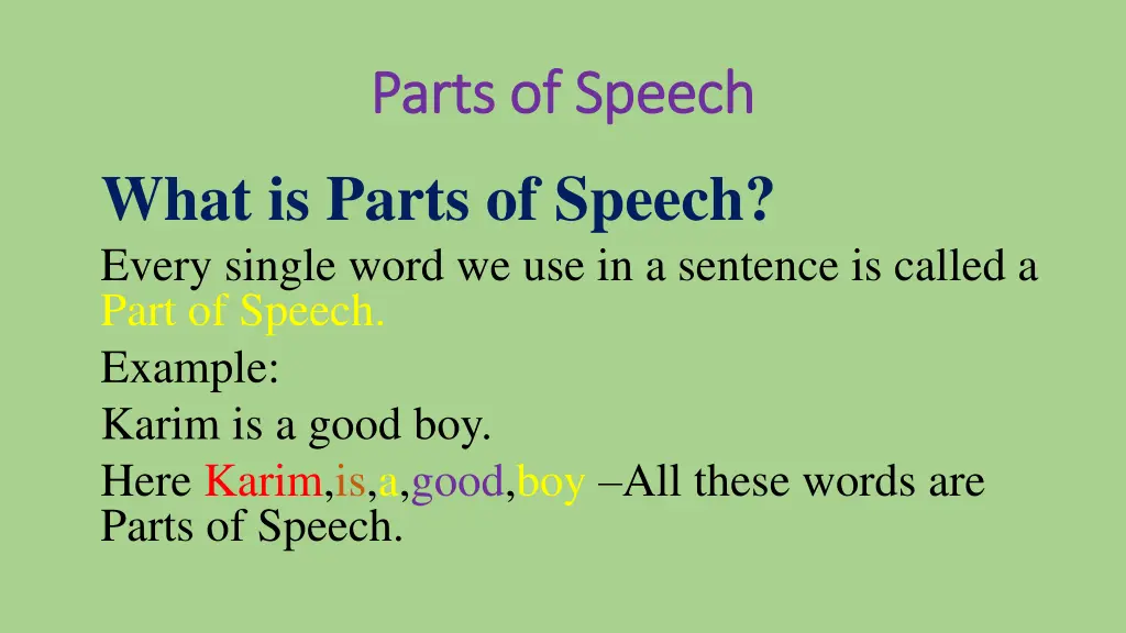 parts of speech parts of speech