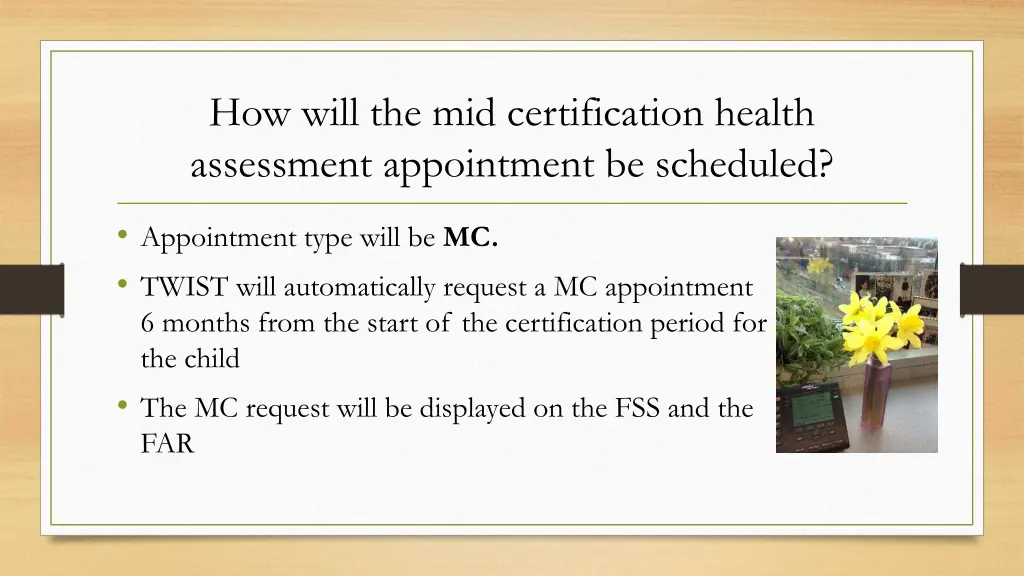 how will the mid certification health assessment