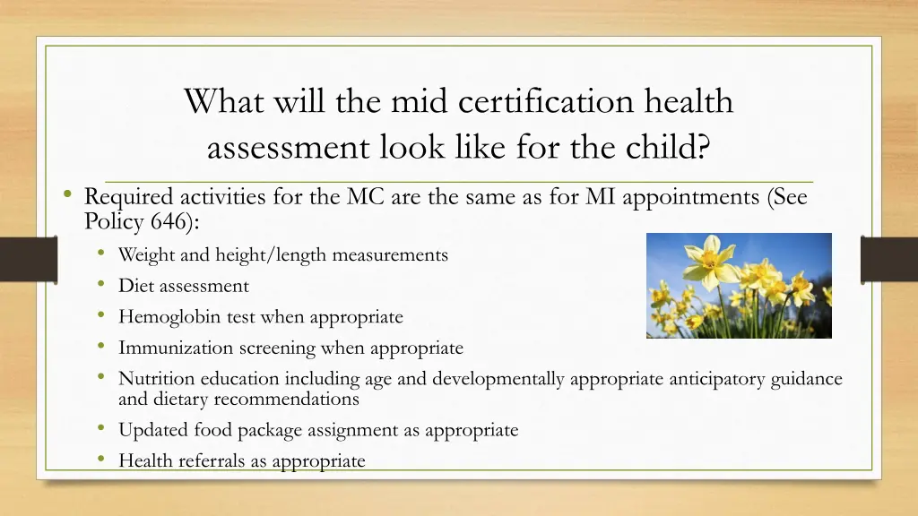 what will the mid certification health assessment