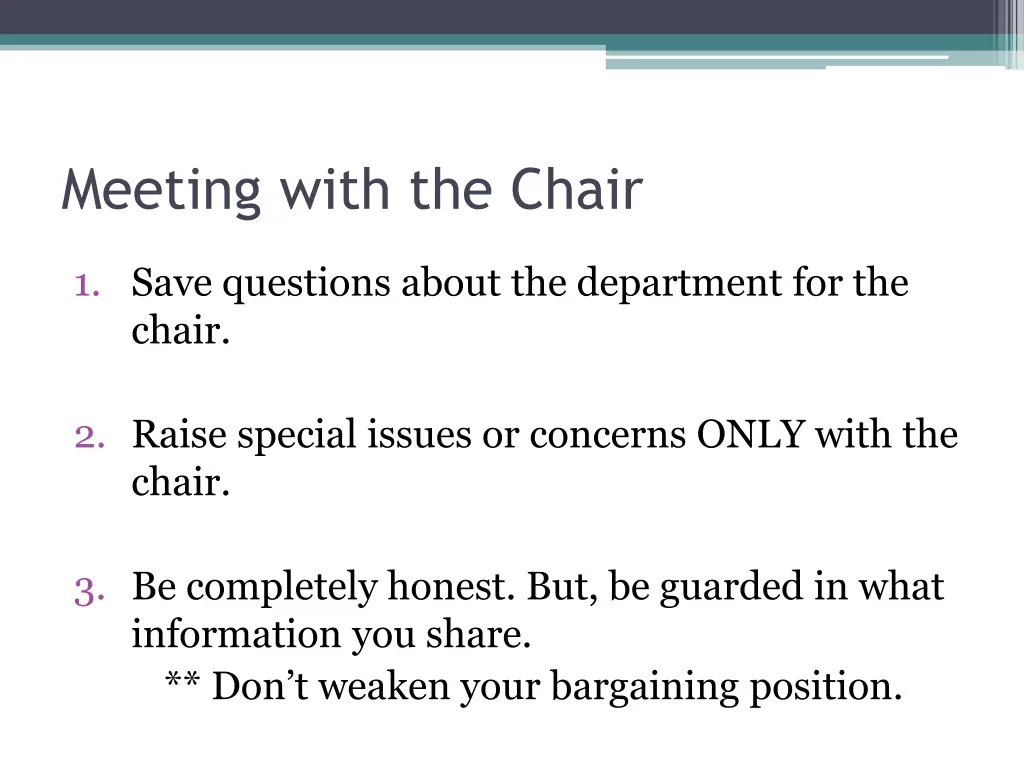 meeting with the chair