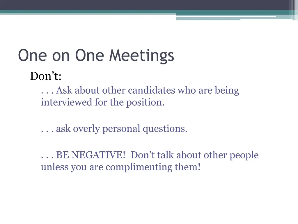 one on one meetings don t ask about other