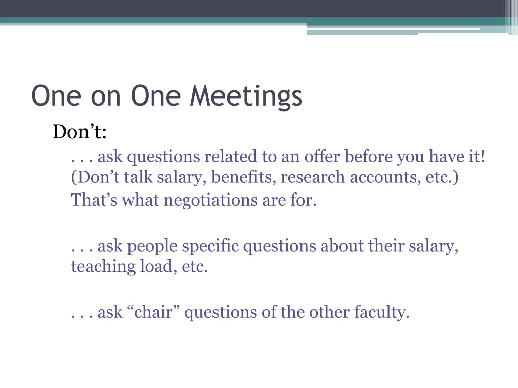 one on one meetings don t ask questions related