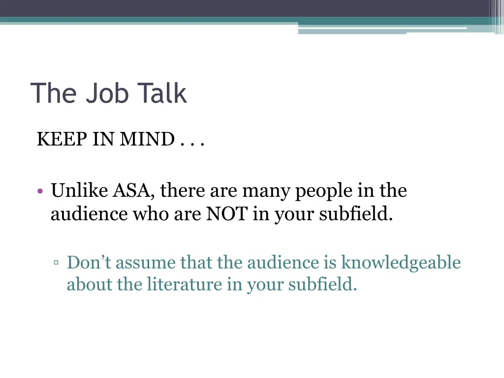 the job talk 4