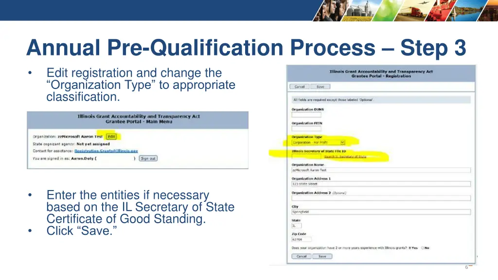 annual pre qualification process step 3 edit