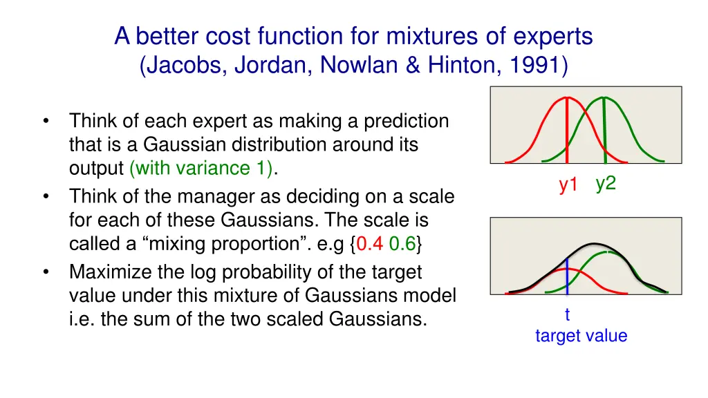 a better cost function for mixtures of experts