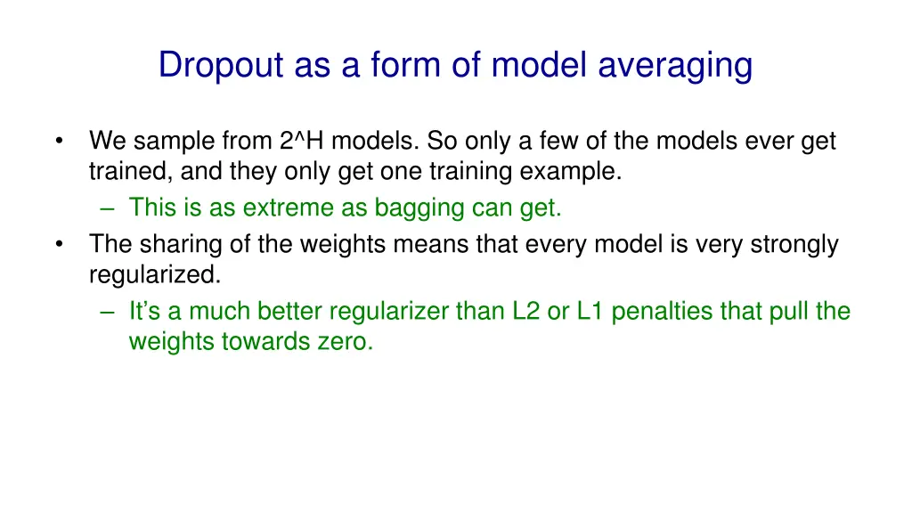 dropout as a form of model averaging