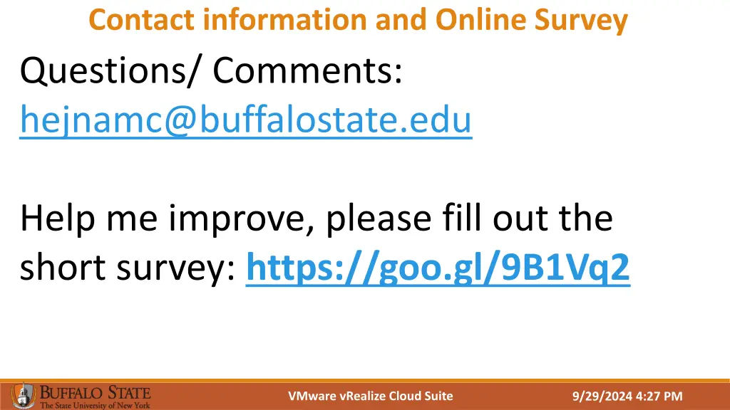 contact information and online survey questions