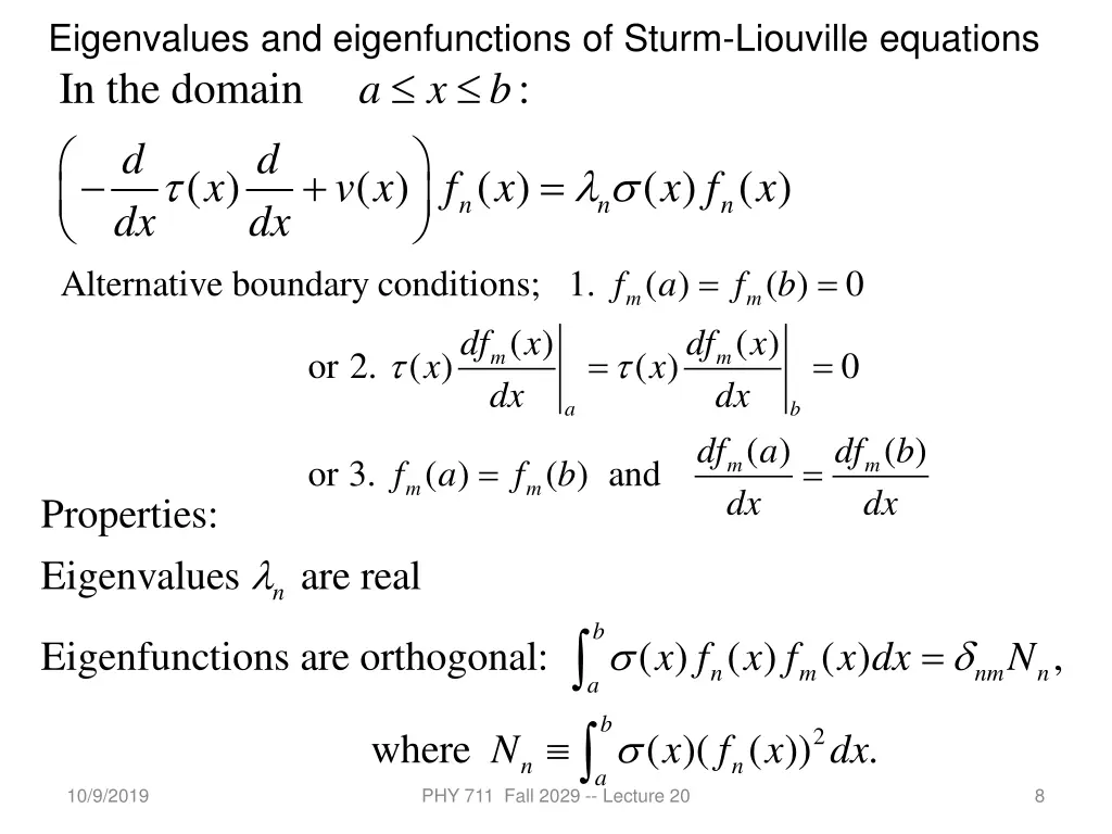 eigenvalues and eigenfunctions of sturm liouville