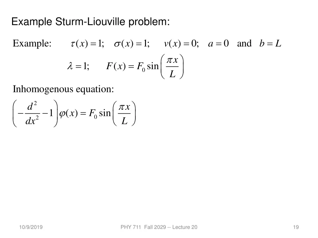 example sturm liouville problem