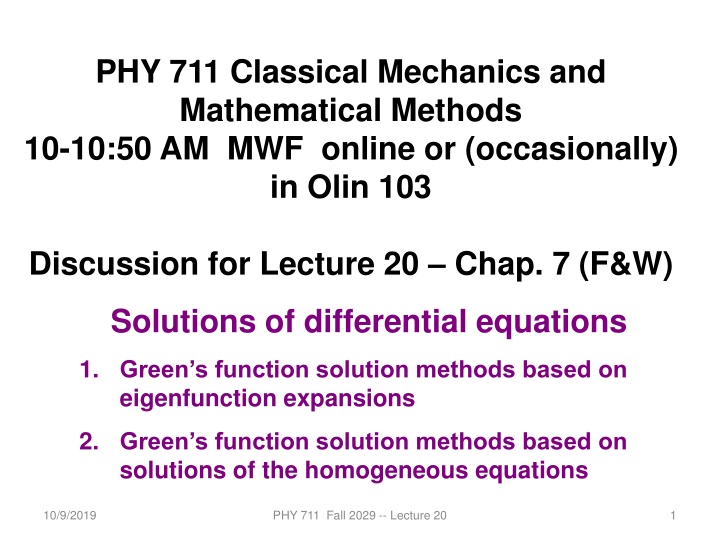 phy 711 classical mechanics and mathematical