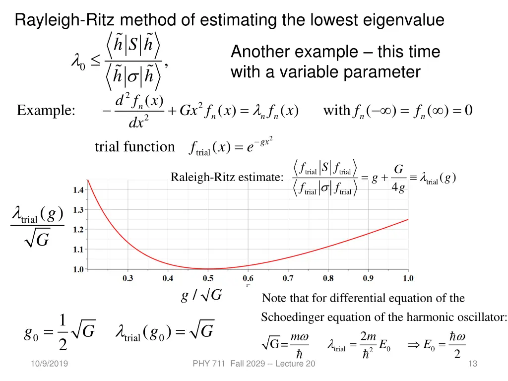 rayleigh ritz method of estimating the lowest 1