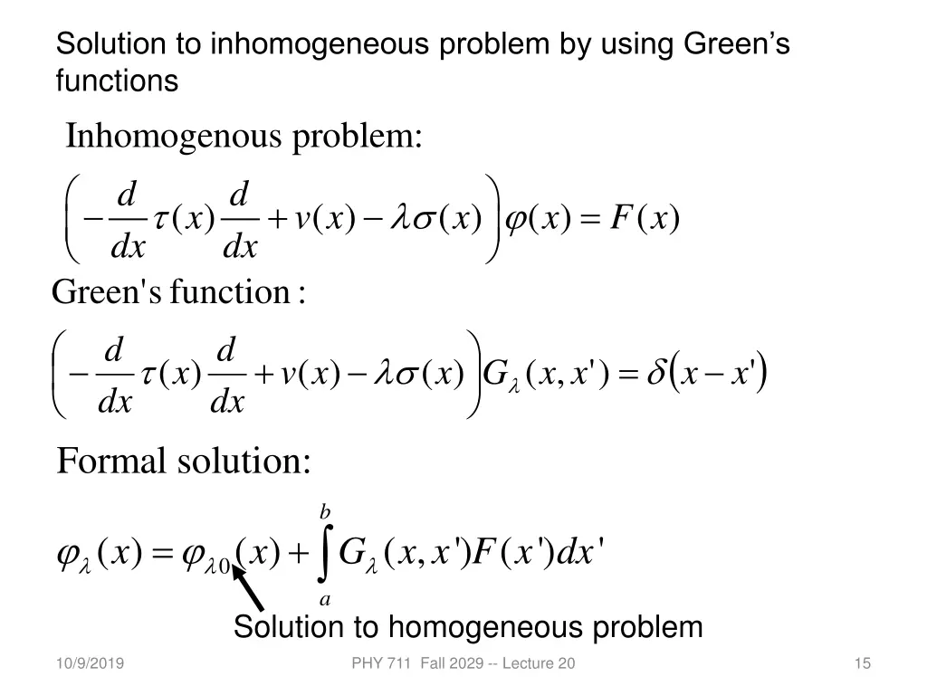 solution to inhomogeneous problem by using green