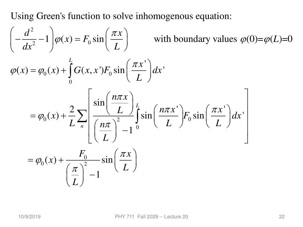 using green s function to solve inhomogenous