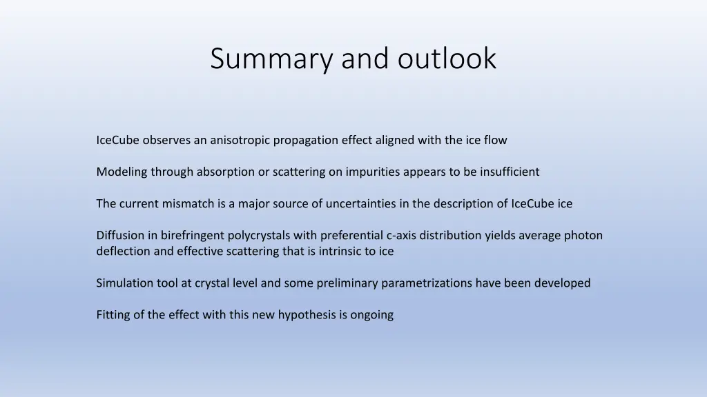 summary and outlook