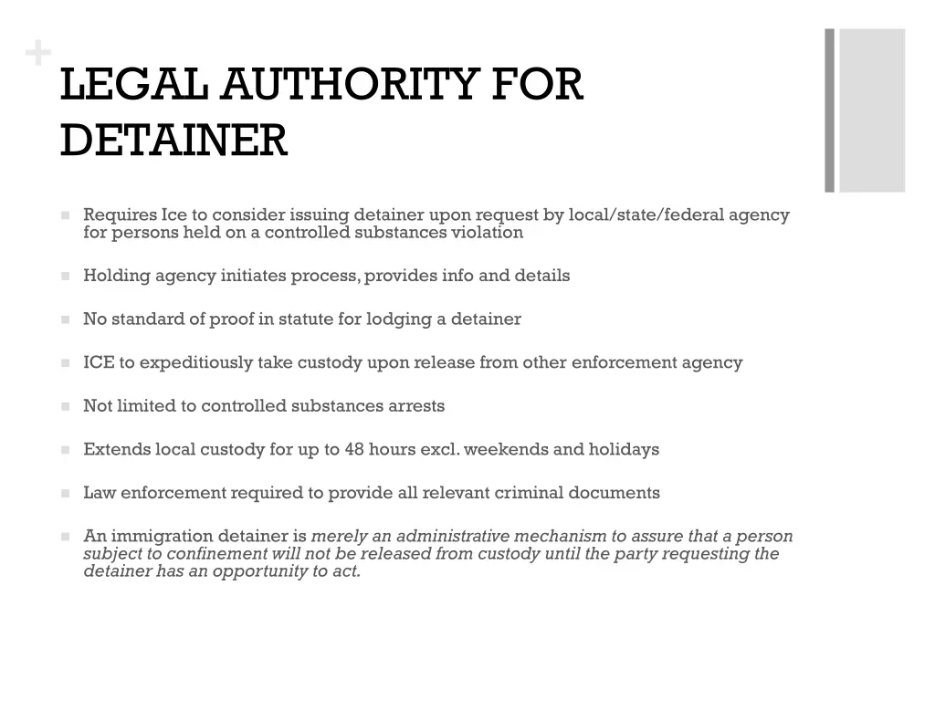 legal authority for detainer