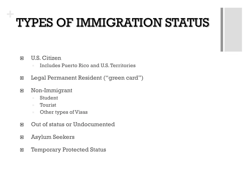 types of immigration status