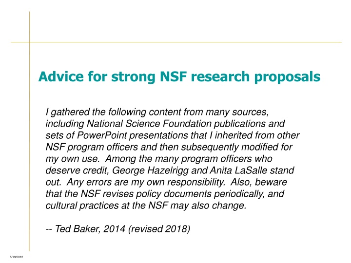 advice for strong nsf research proposals