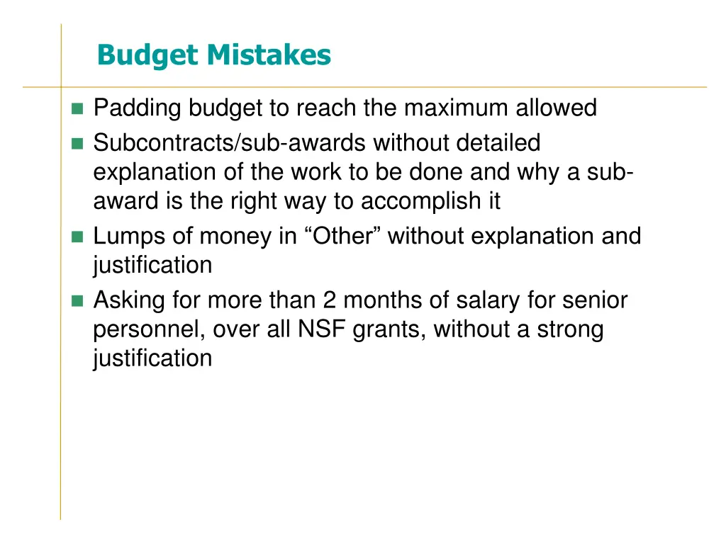 budget mistakes