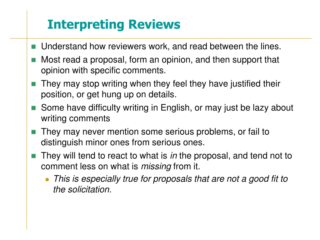 interpreting reviews