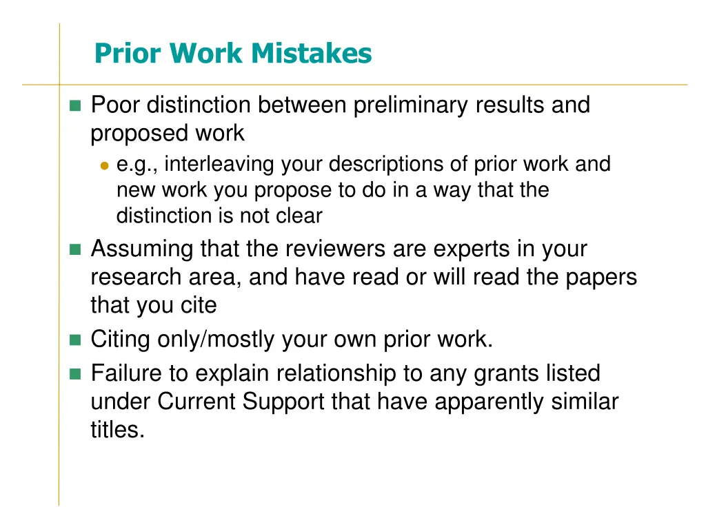 prior work mistakes