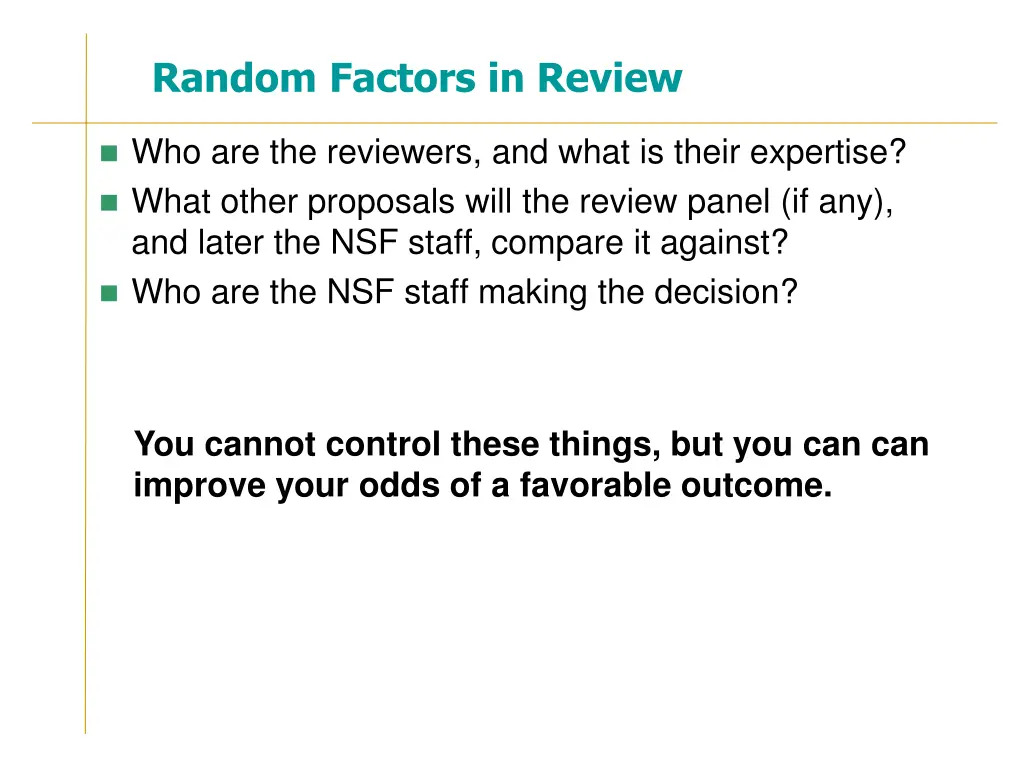 random factors in review