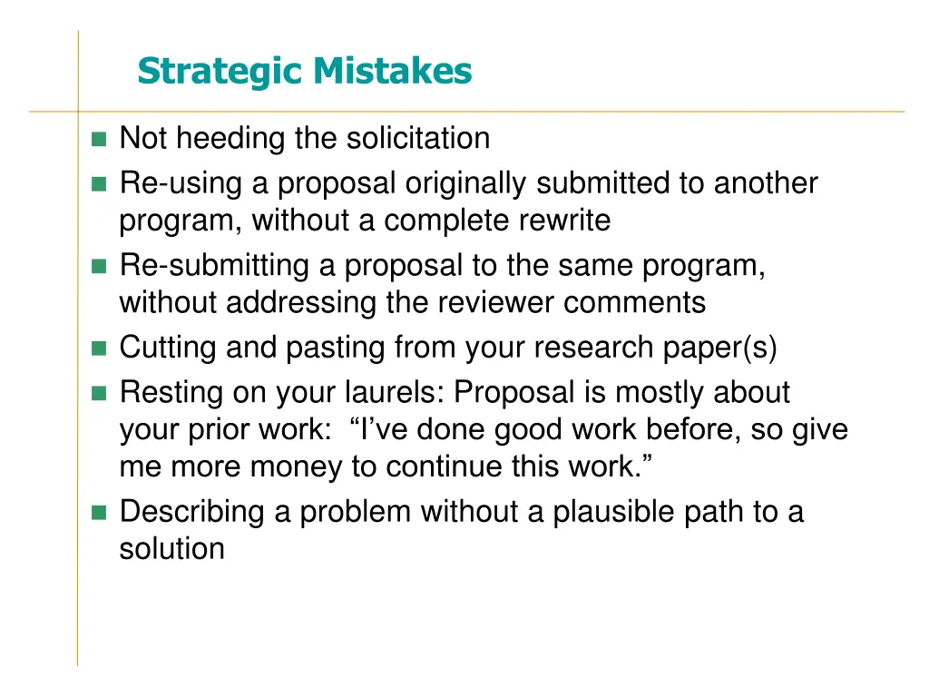 strategic mistakes