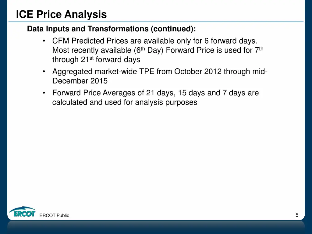 ice price analysis data inputs 1