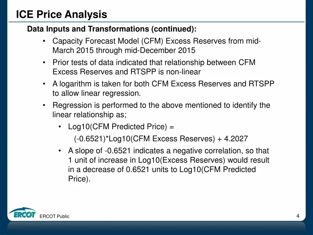 ice price analysis data inputs