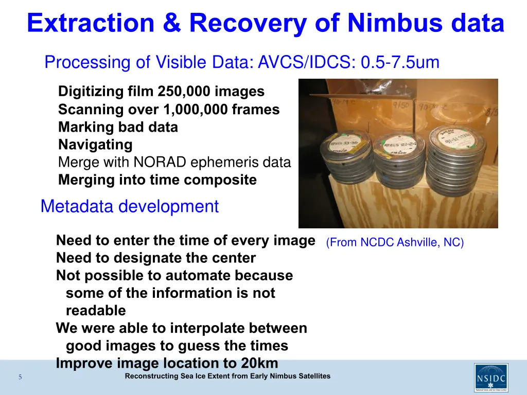 extraction recovery of nimbus data