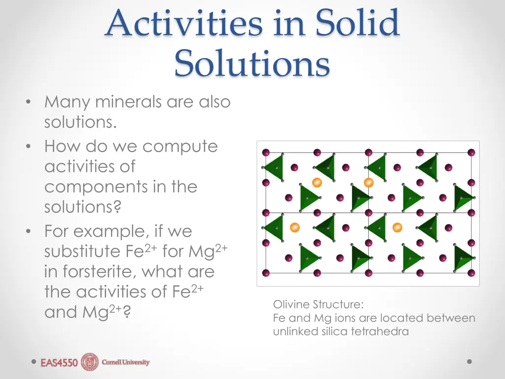 activities in solid solutions many minerals