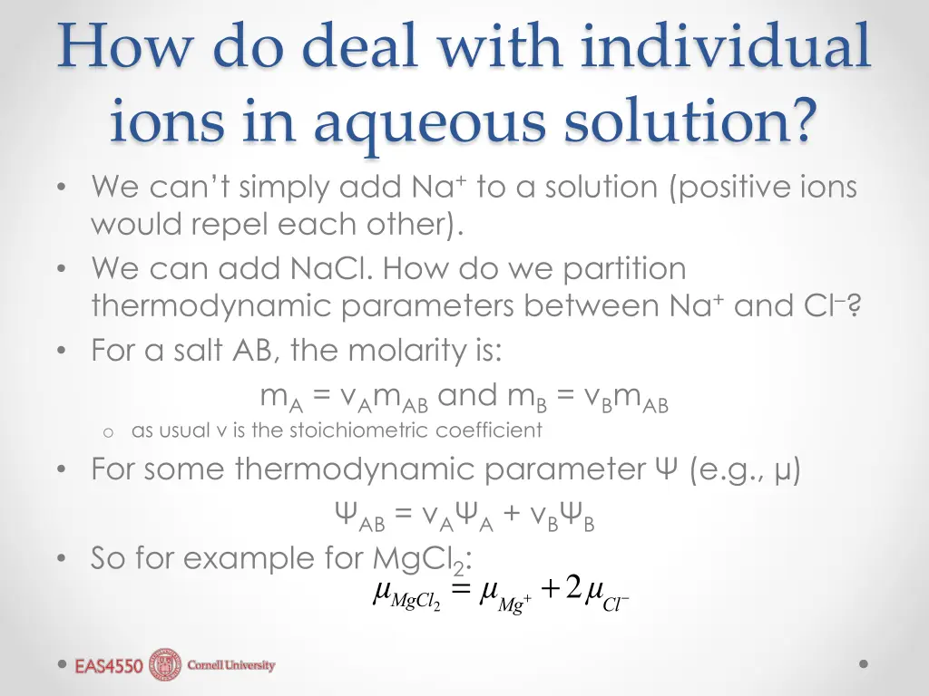 how do deal with individual ions in aqueous