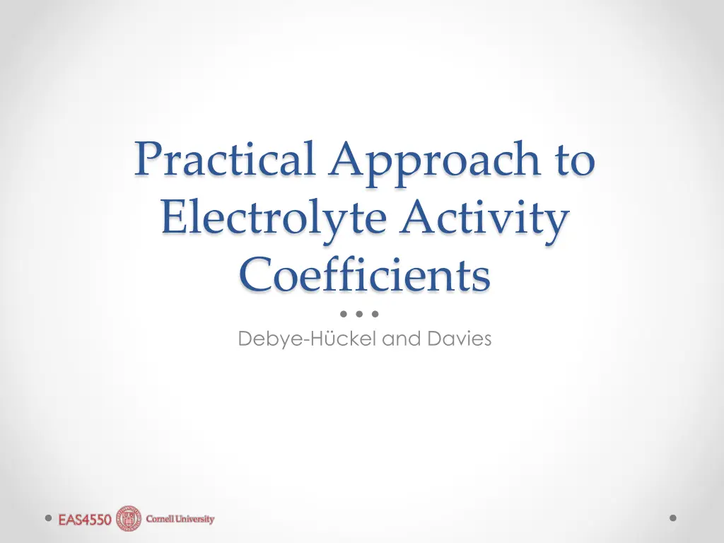 practical approach to electrolyte activity