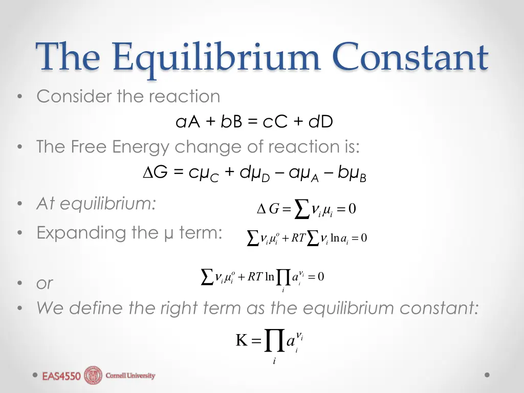 the equilibrium constant consider the reaction