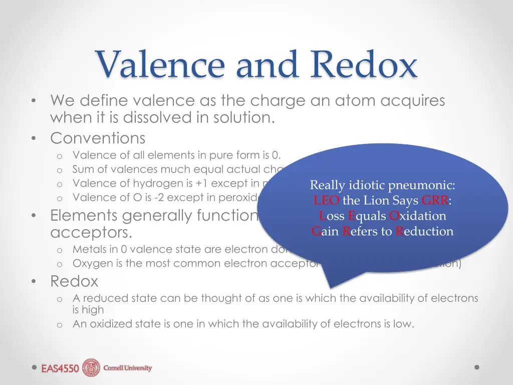 valence and redox we define valence as the charge